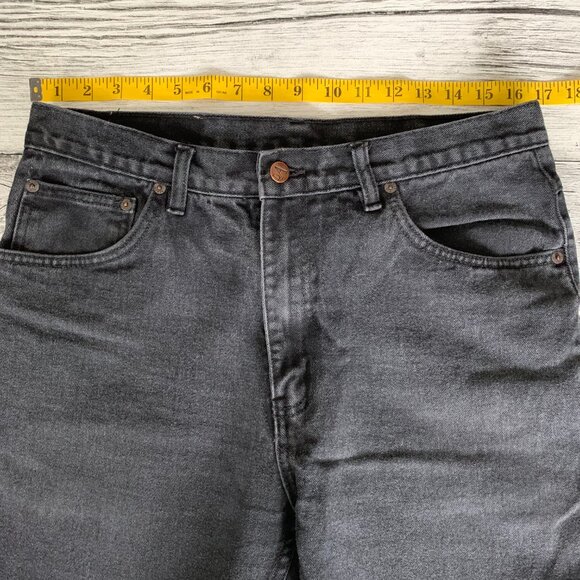 Vintage 90s LA Blues Faded Washed Black Denim Tapered Straight Leg Jeans - Picture 6 of 11